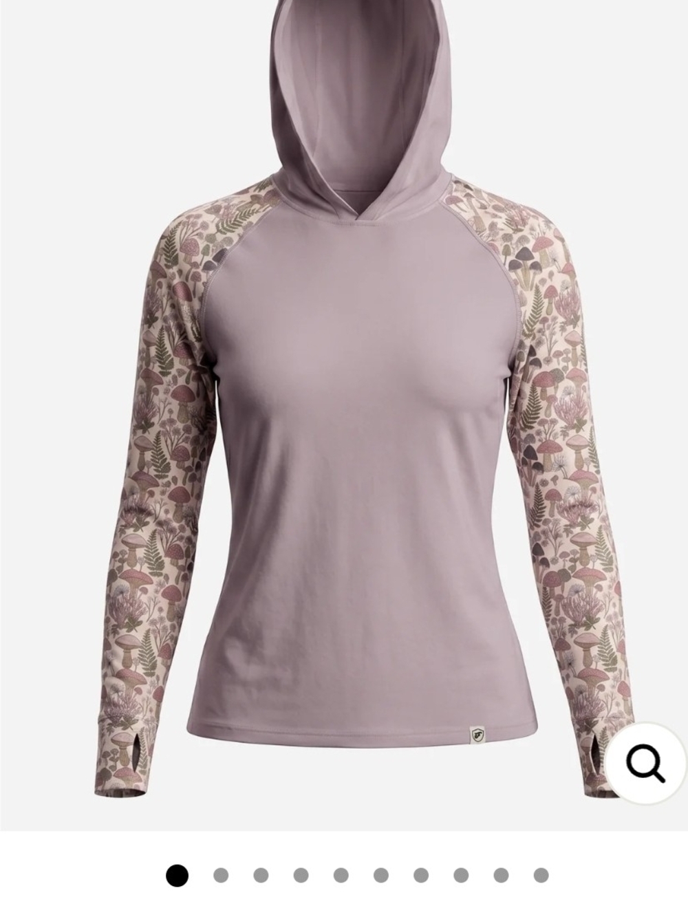 NWT Farmer's Defense Women’s Lightweight Hoodie Long-Sleeve Top- Mauve Mushrooms
